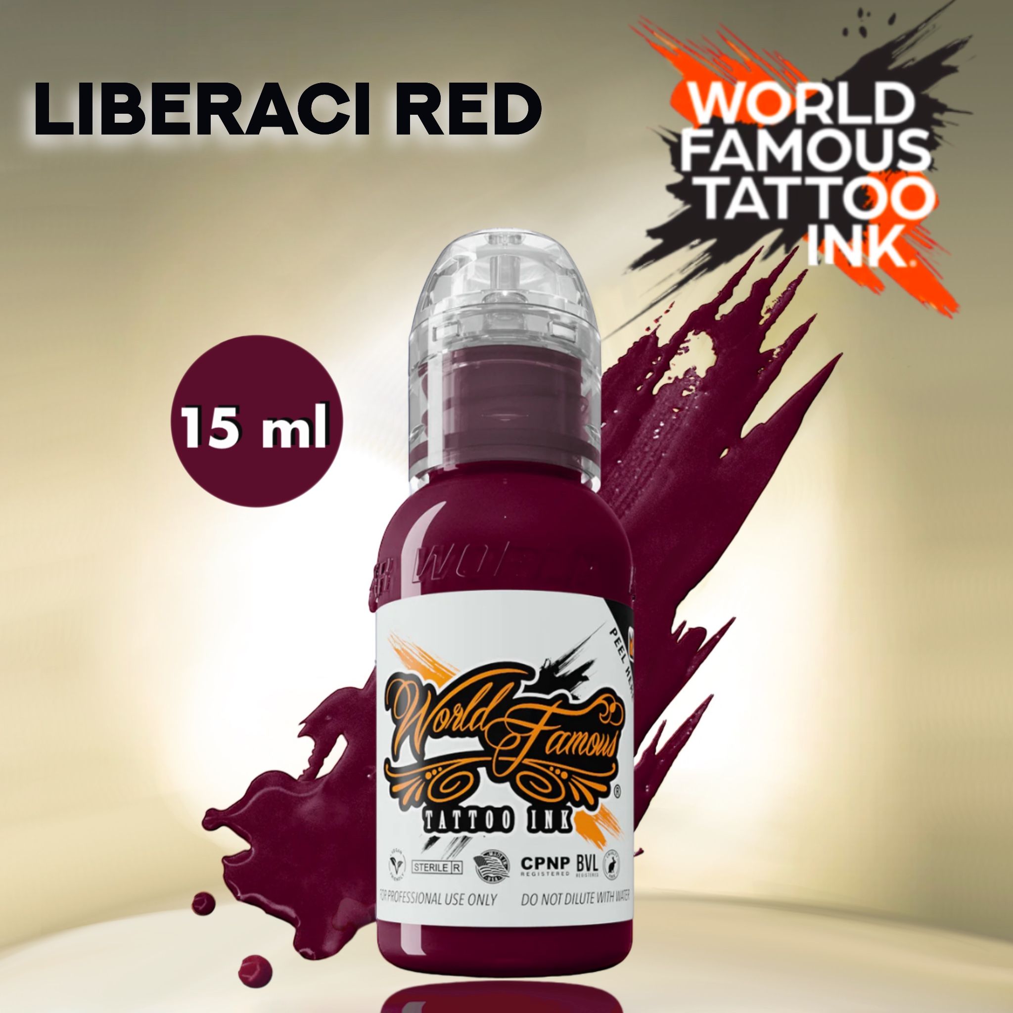 World Famous Liberachi Red Краска для татуировки и перманетного макияжа,15мл