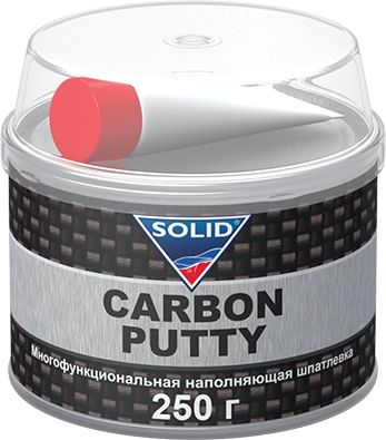 Шпатлевка автомобильная наполнительная, с карбоновой нитью SOLID PROFESSIONAL LINE CARBON PUTTY - (250гр) + отвердитель