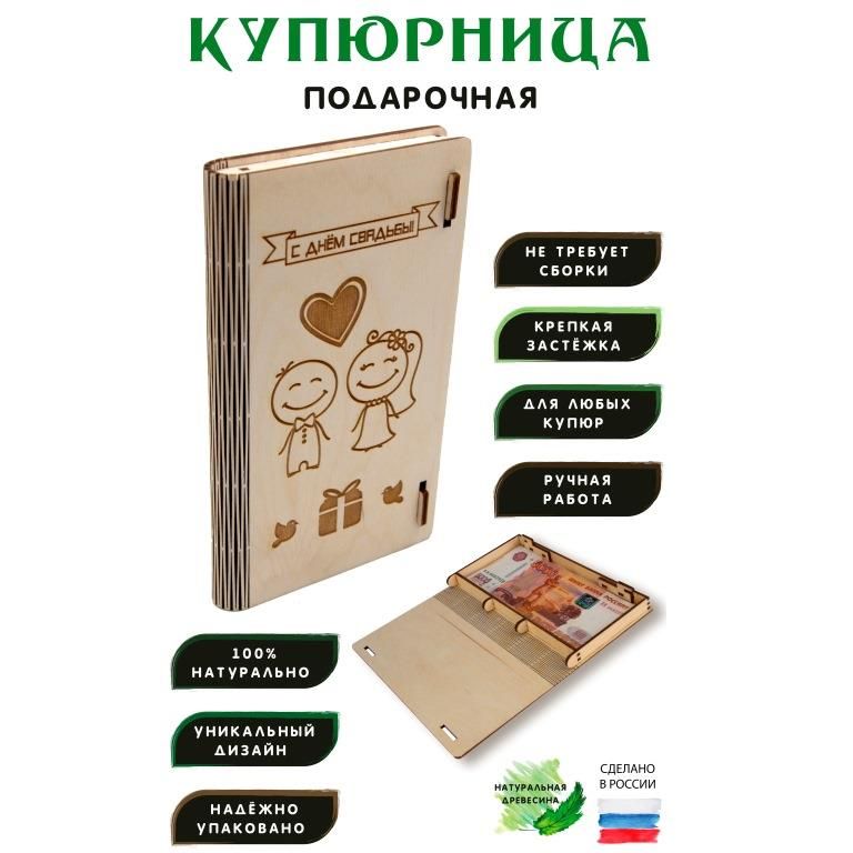 Купюрница/ Конверт для денег "С Днем Свадьбы"