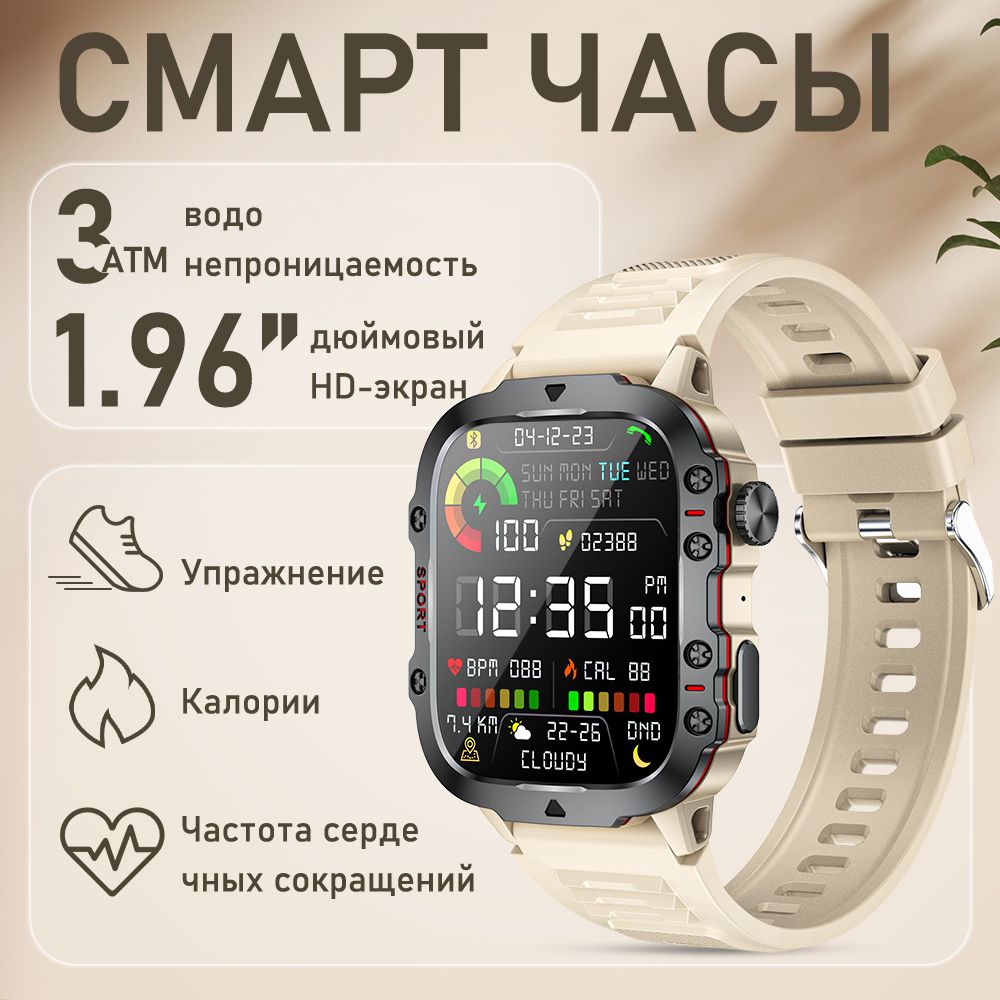 смартчасы2024,мужскиеженскиечасынаручные,smartwatch,износостойкийэкрандиагональю1,96дюйма,материализавиационногосплава,регулируемыйкодер