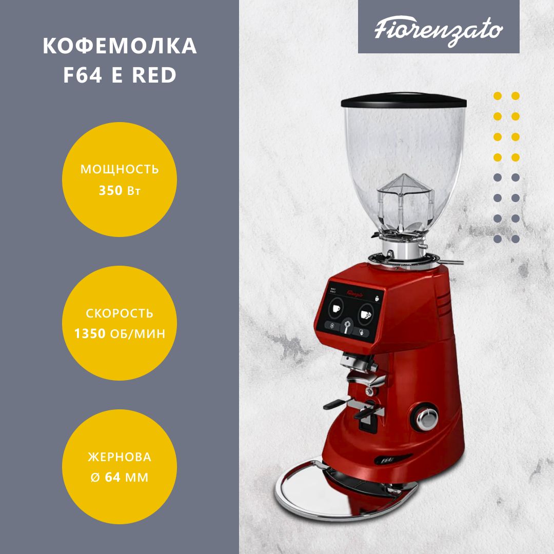 Кофемолка Fiorenzato F64 E Red красная электрическая жерновая для дома и кофейни