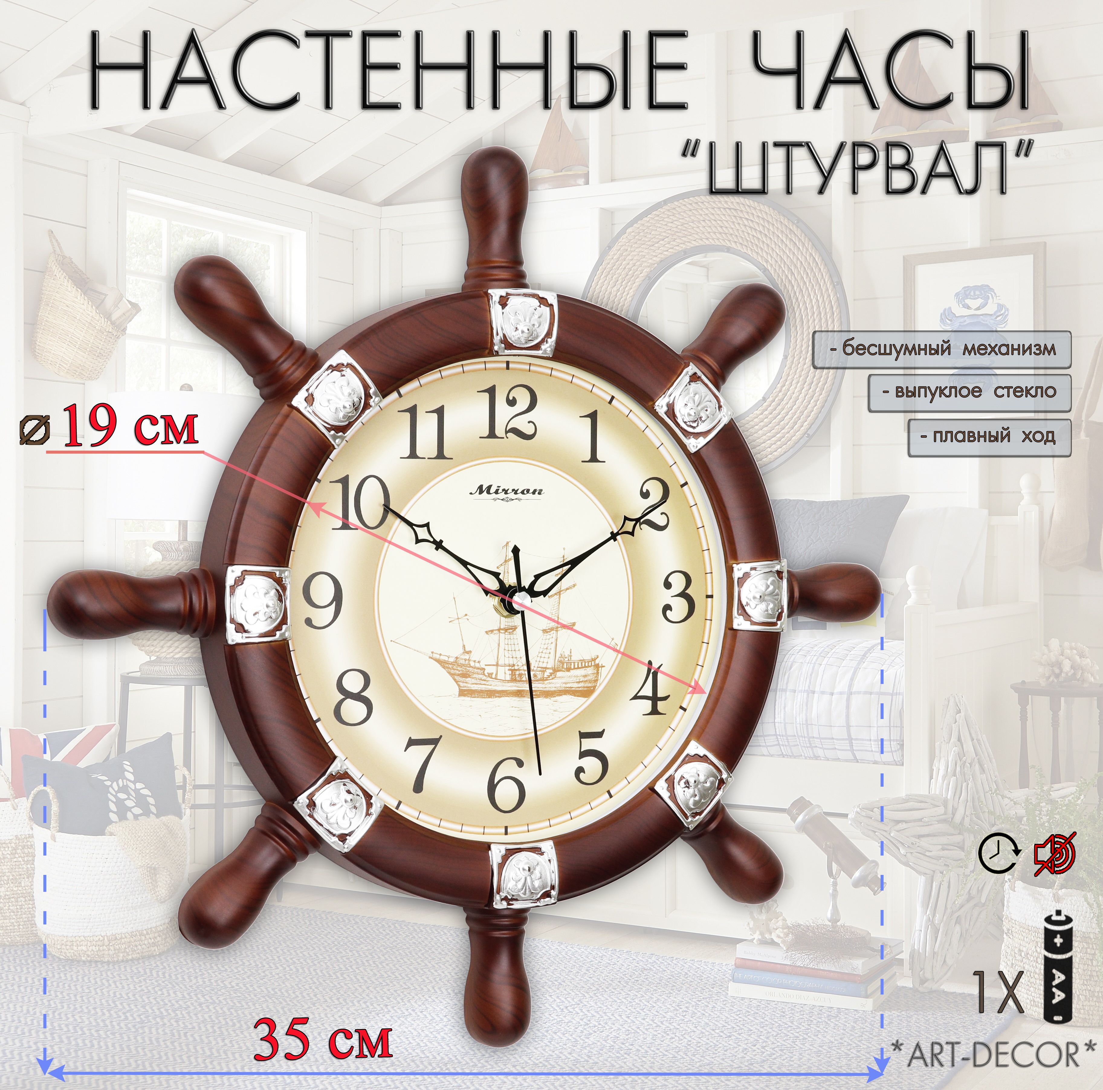 Настенныечасы-штурвалMIRRONP3010AДБ