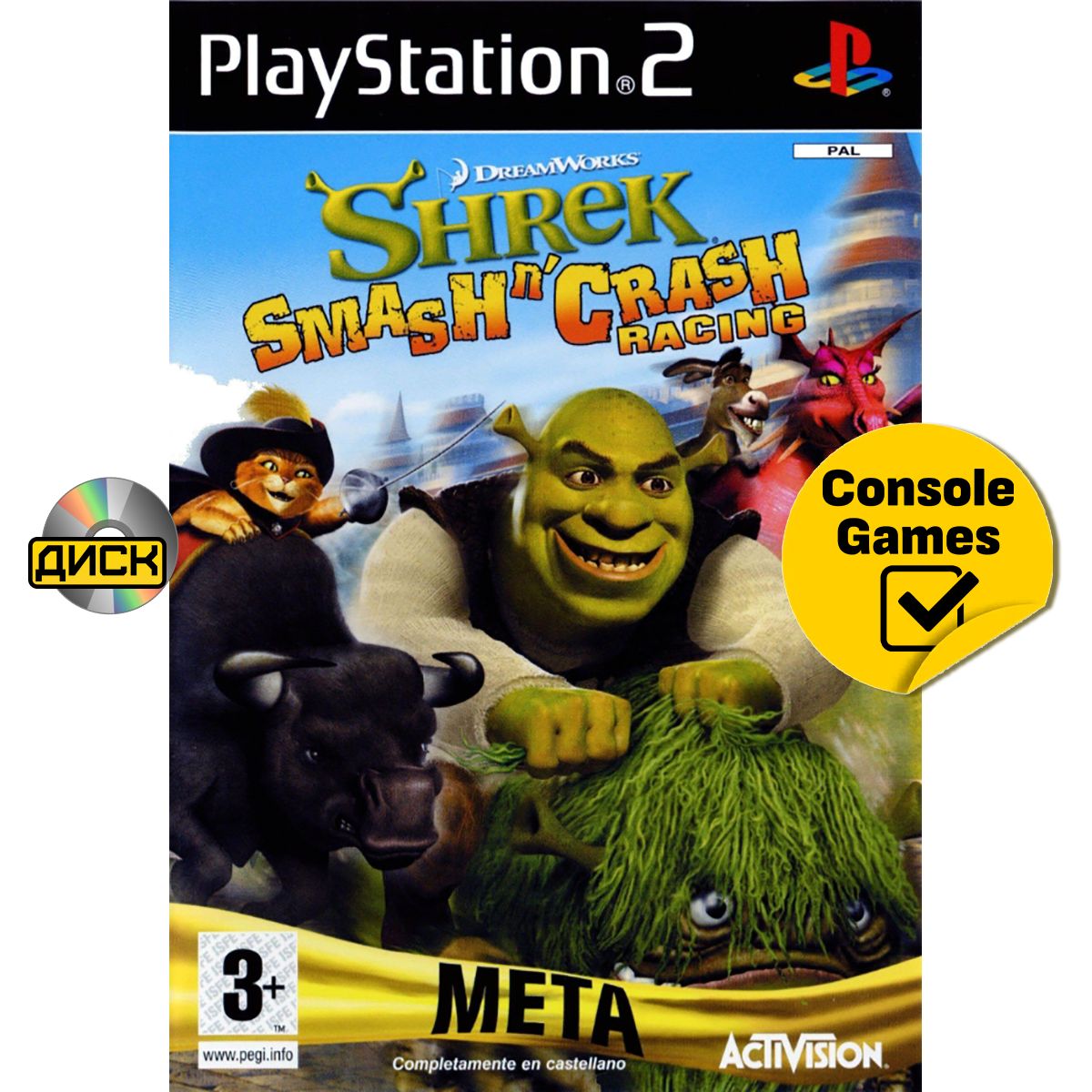 PS2 Shrek Smash n Crash Racing (английская версия). Товар уцененный