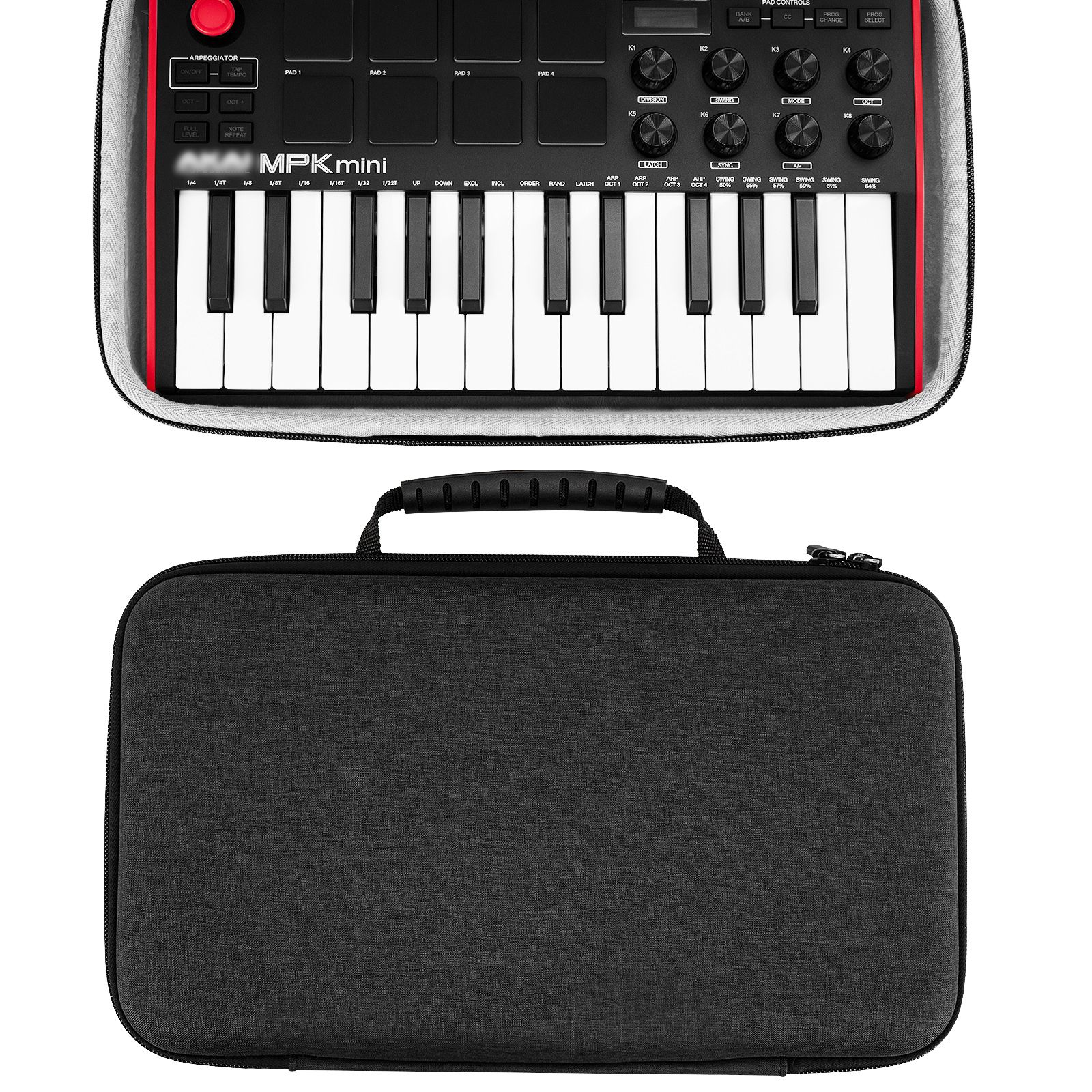 Чехол Akai MPK Mini MK3, ультрапортативный USB MIDI-пэд с 25 клавишами и защитный чехол для контроллера клавиатуры (темно-серый)