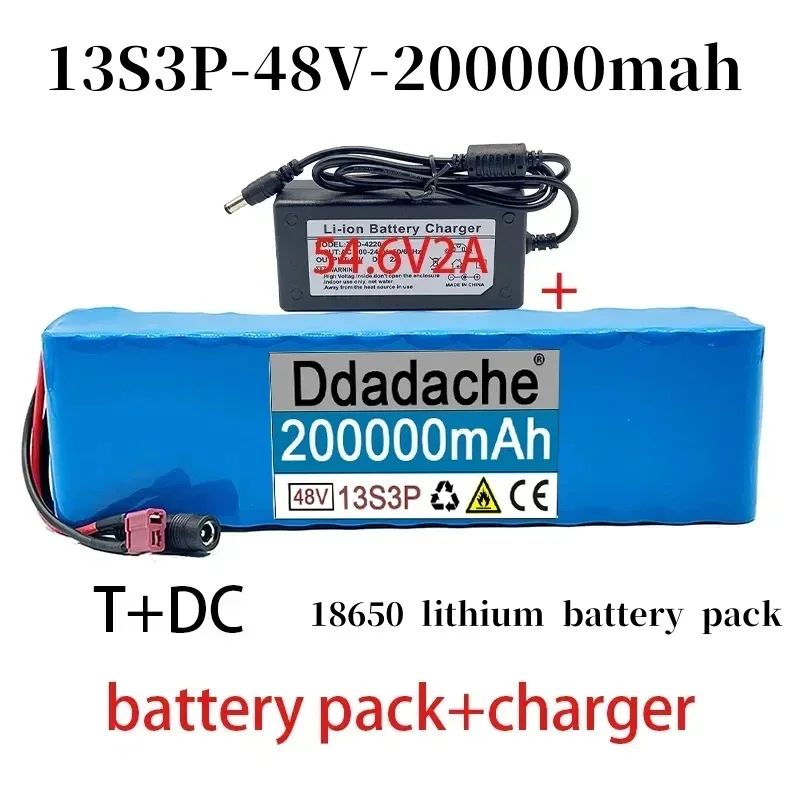 Новыйлитий-ионныйаккумулятор48V200000Mah13S3PT+DC200Ahдоступендля48Vэлектрическихвелосипедовискутеров18650.