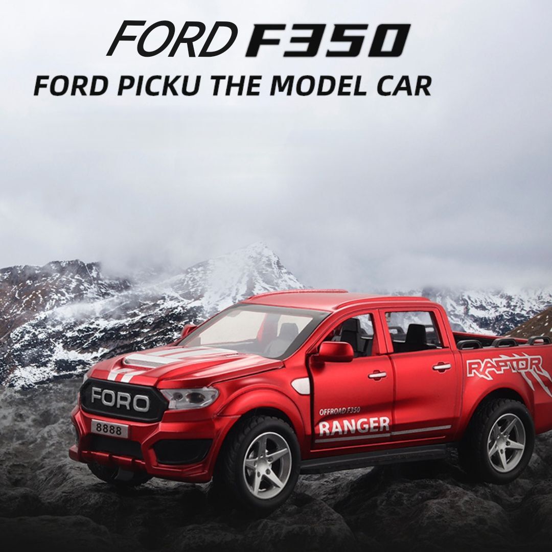 КоллекционнаямодельFordF350ВПОДАРОЧНОЙУПАКОВКЕМашинкаметаллическаяинерционная1:32красная,сосветомизвуком