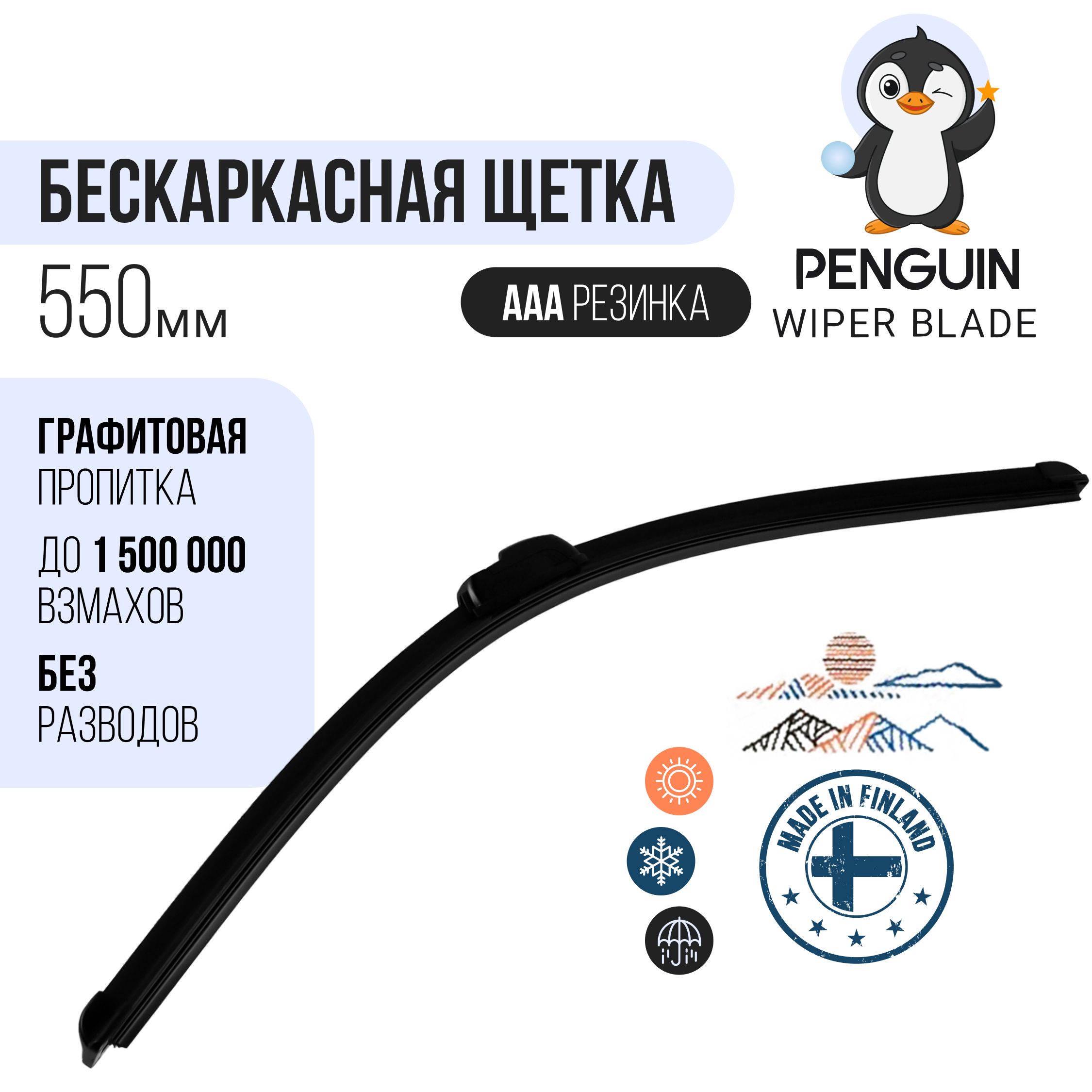 Бескаркасная щетка стеклоочистителя 550 мм / Дворники автомобильные