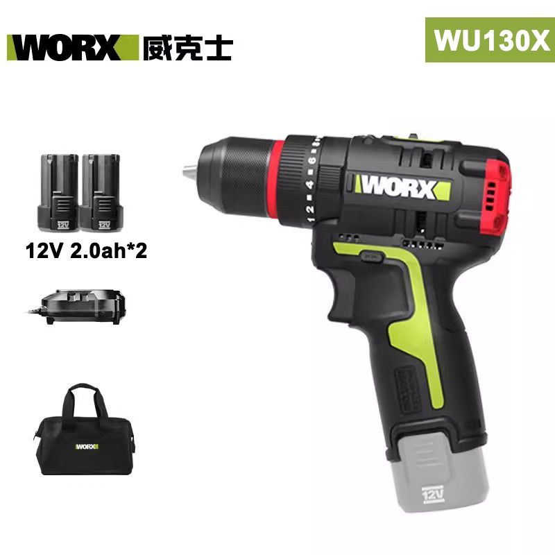 WORXWU130X12В40м2,0Ах2шт.батареябесщеточныйдвигательБеспроводнаяэлектрическаядрель1800об/мин