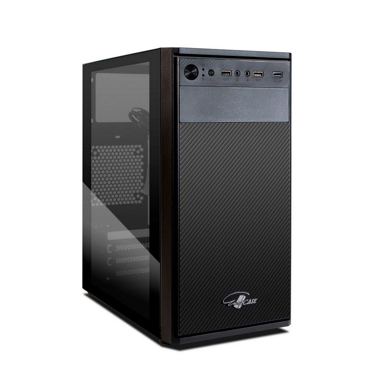 КорпусдляПКEurocase,Midi-Tower,mATX,черный,безБП,закаленноестекло,USB3.0(00-00845802)