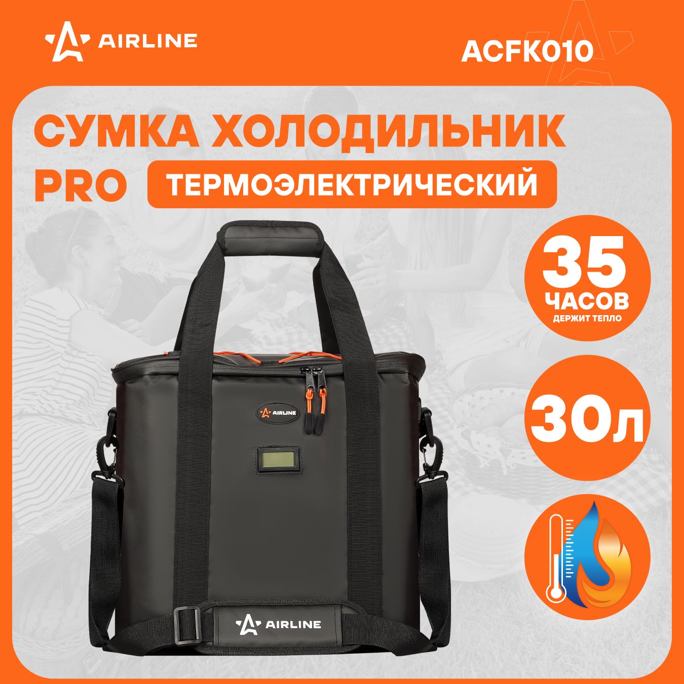 Сумка холодильник термосумка 30 л "Black Edition", 36*26*33 см AIRLINE ACFK010