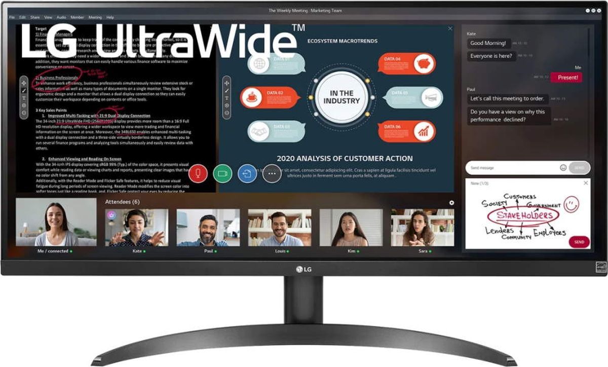 LG 29" Монитор UltraWide 29WP500-B, черный