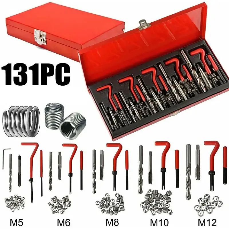 Комплект для ремонта резьбы из 131 предмета M5 M6 M8 M10 M12 для ремонта, как спиральная катушка