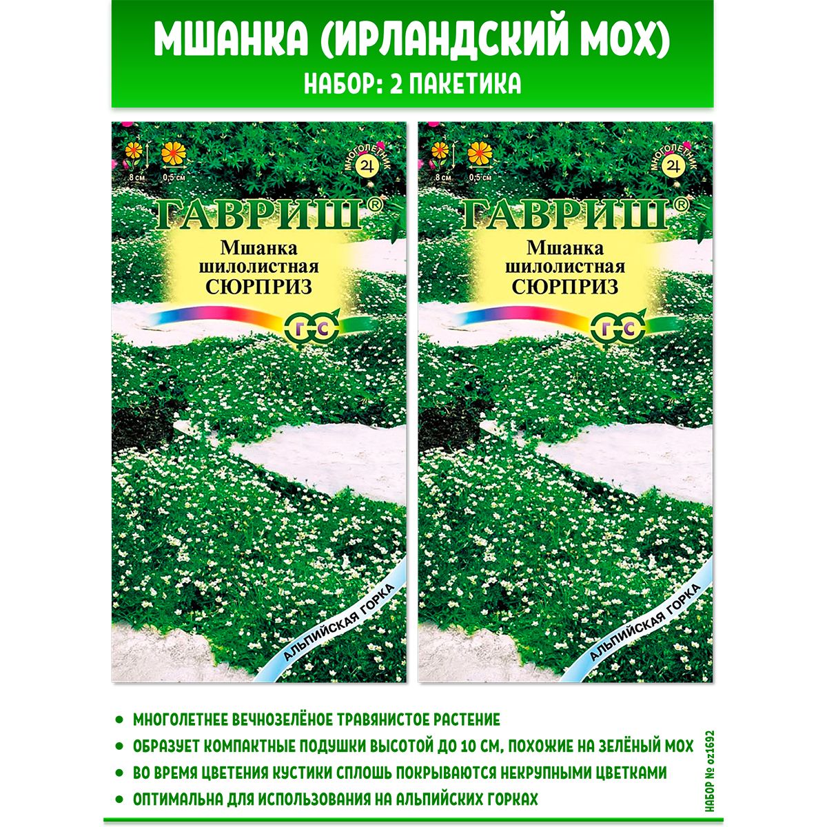 Семенамноголетнихцветов.СеменаМшанкашиловидаяСюрприз.Набор:2пакетика