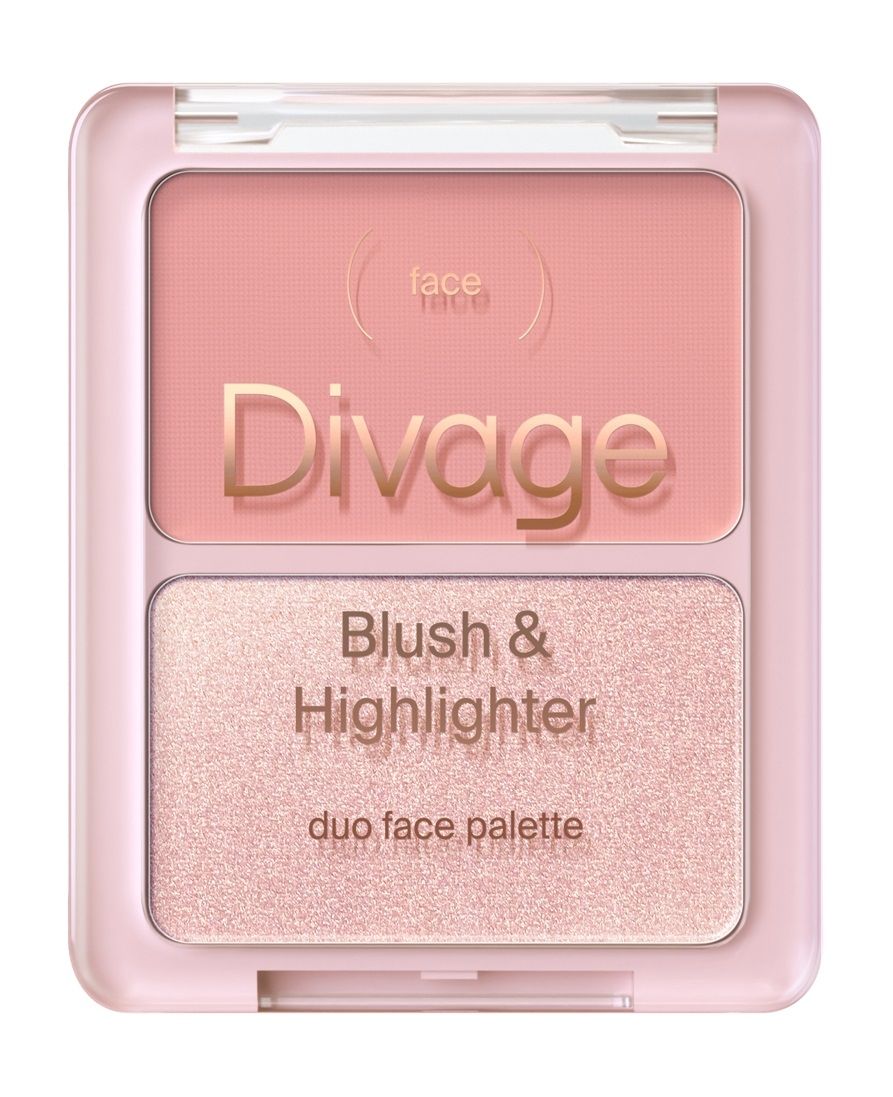 DIVAGE Палетка для лица Blush & Highlighter Duo Face Palette, 4 г, 02