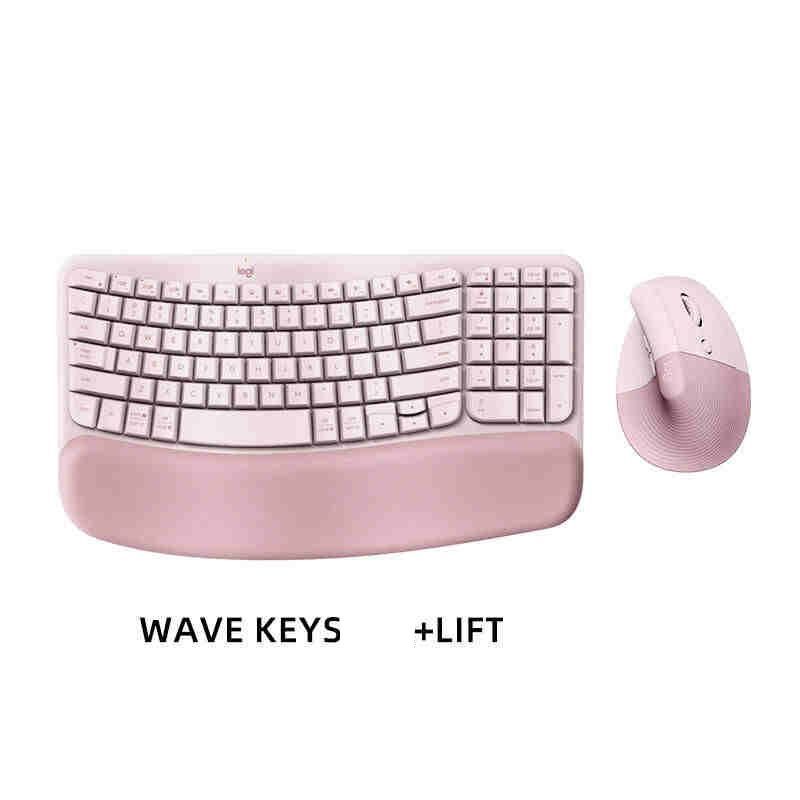 Alzzlie Клавиатура беспроводная Logitech Wave Keys +Lift,pink, Английская раскладка, светло-розовый