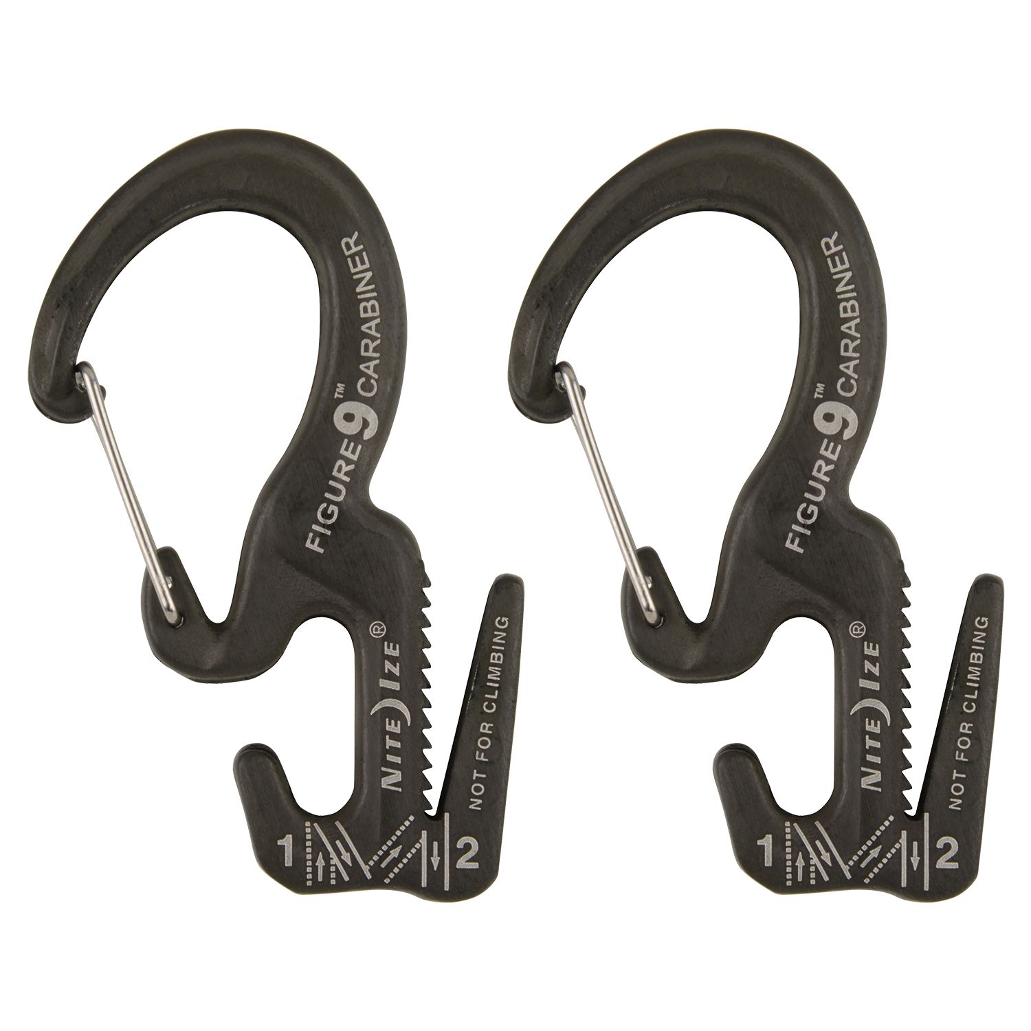 Безузловой натяжитель для веревки с карабином Nite Ize Figure 9 Carabiner S - Черный 2 шт