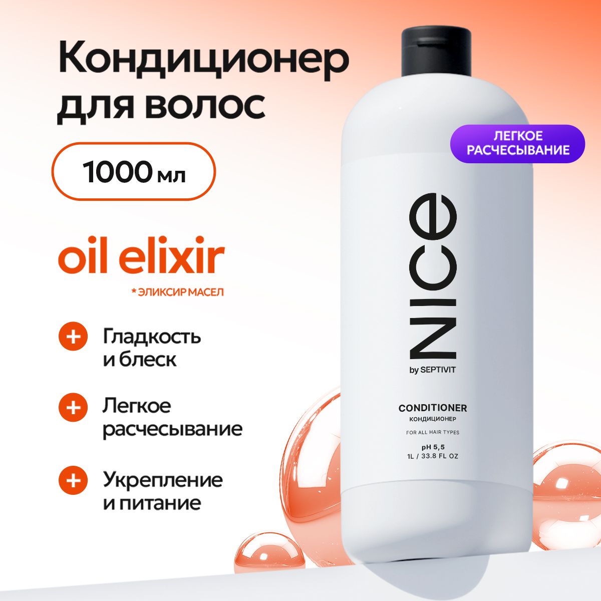 Кондиционер для волос женский 1000мл NICE by Septivit