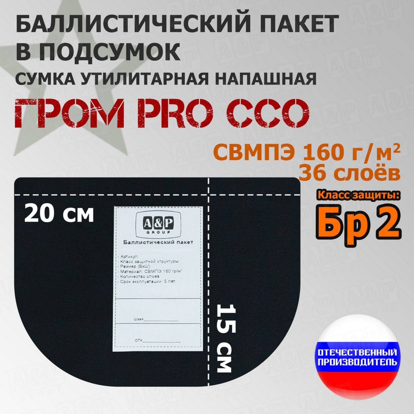 Баллистический пакет в подсумок Гром PRO от ССО. Класс защитной структуры Бр 2.