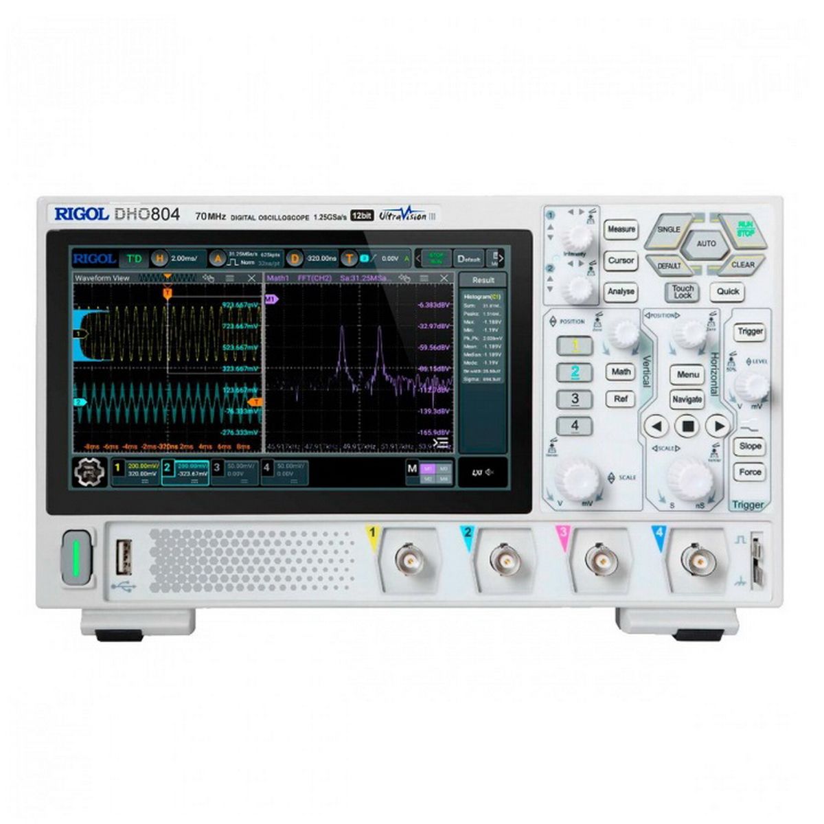 Осциллограф цифровой DHO804 4 канала, 70 МГц, 1,25 Гвыб/с, 12 бит