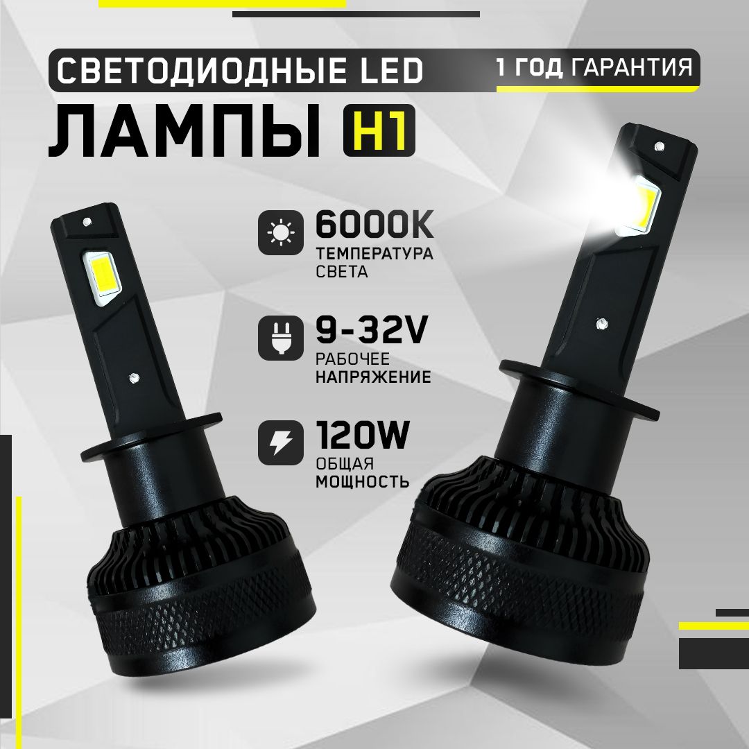 Светодиодные лампы H1 S60 PRO, лед лампы h1, супер яркие 120W 6000k 2шт.