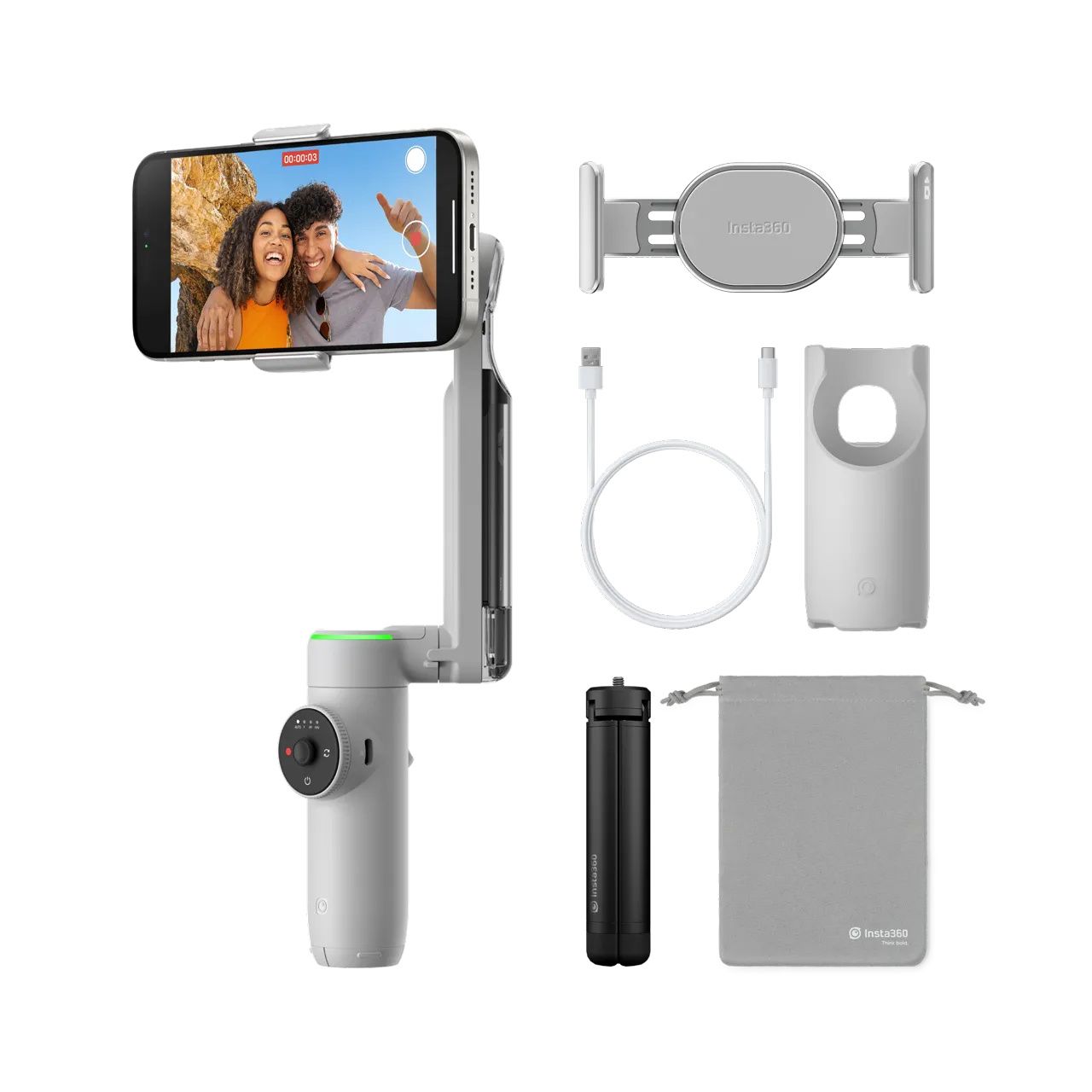 Стабилизатор для смартфона,Insta360 Flow pro All-Purpose Tripod Bundle, Каменно-серый