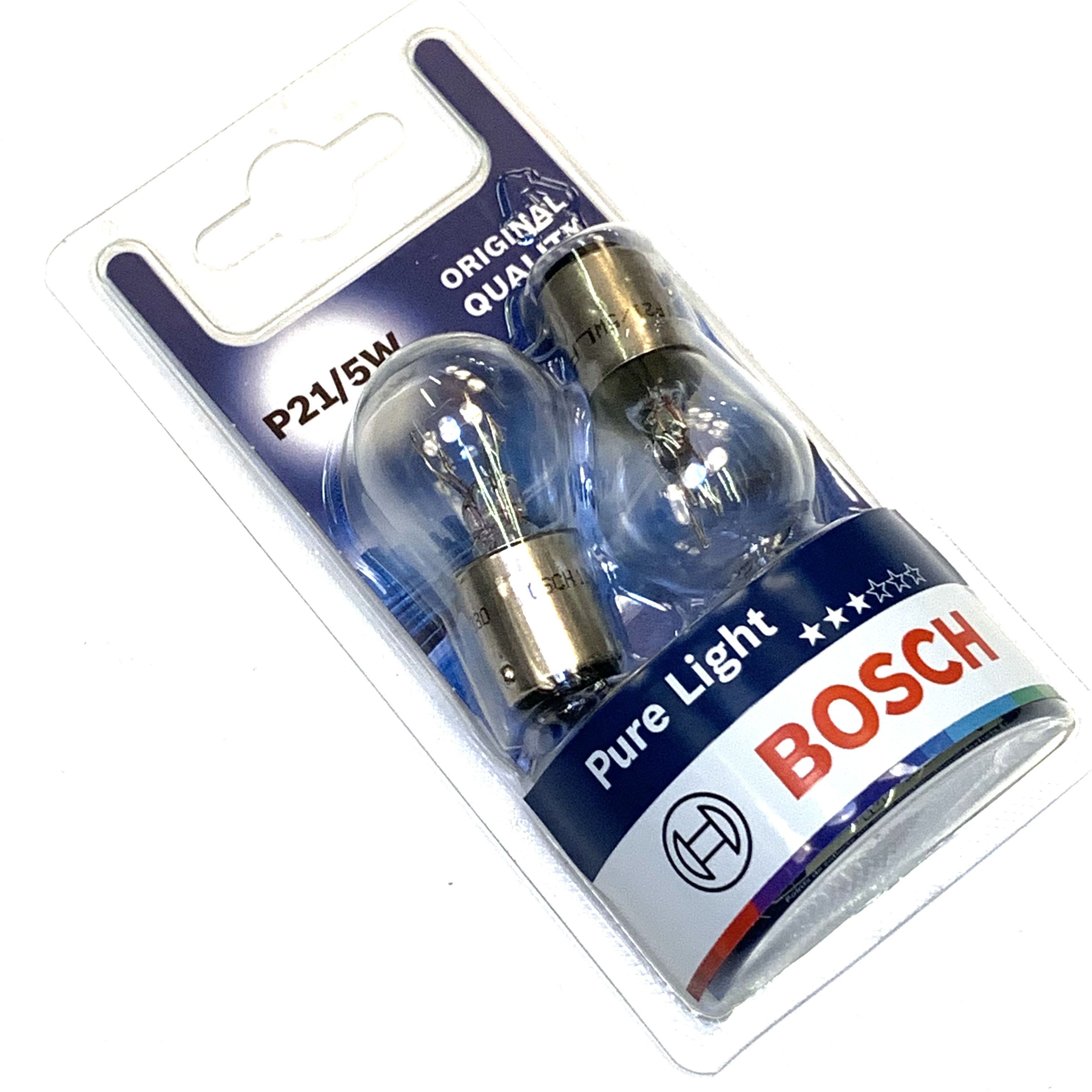 Лампа Bosch Pure Light P21/5W 12V BAY15D, 1987301016, 2шт. в блистер-упаковке