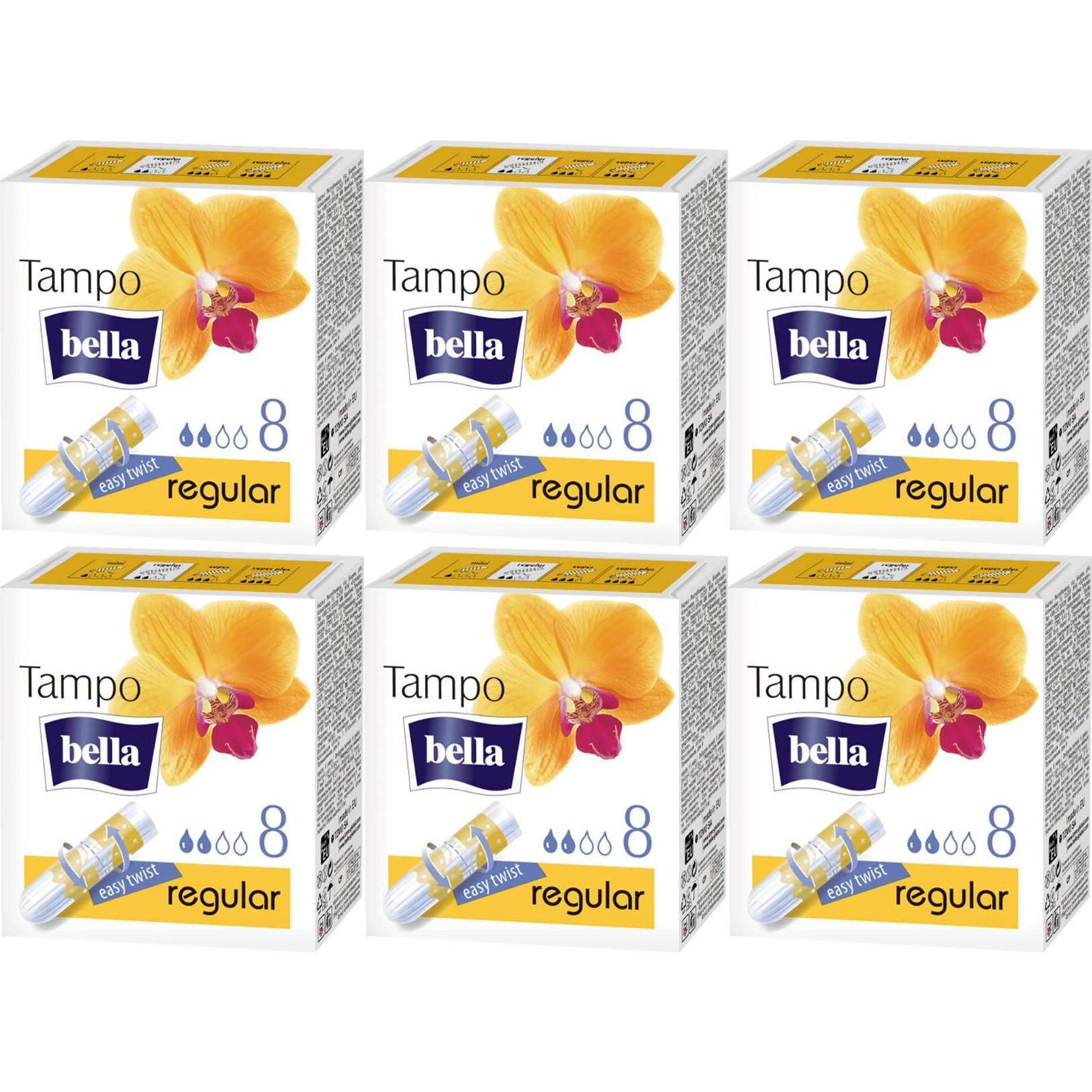 Тампоны Bella Tampo Premium Comfort Regular без аппликатора 8 шт, набор: 6 штук