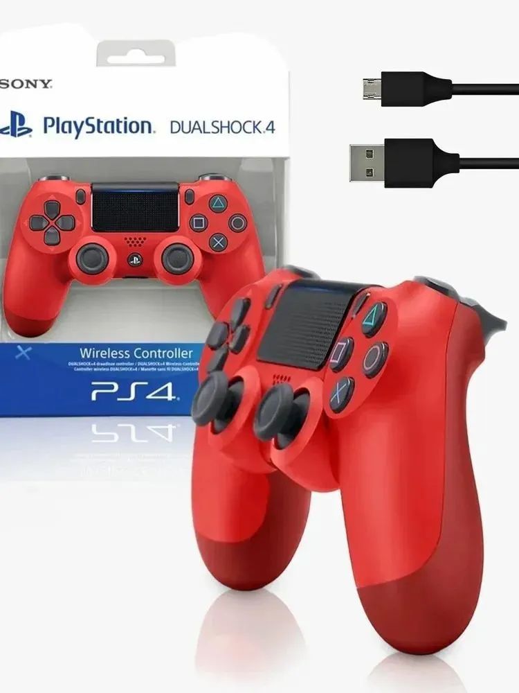 Геймпад Gamepad PS4, Bluetooth, Проводной, красный