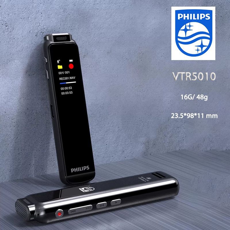 Philips MP3-плеер VTR5010PRO 16 Гб Диктофон 16 ГБ, черно-серый