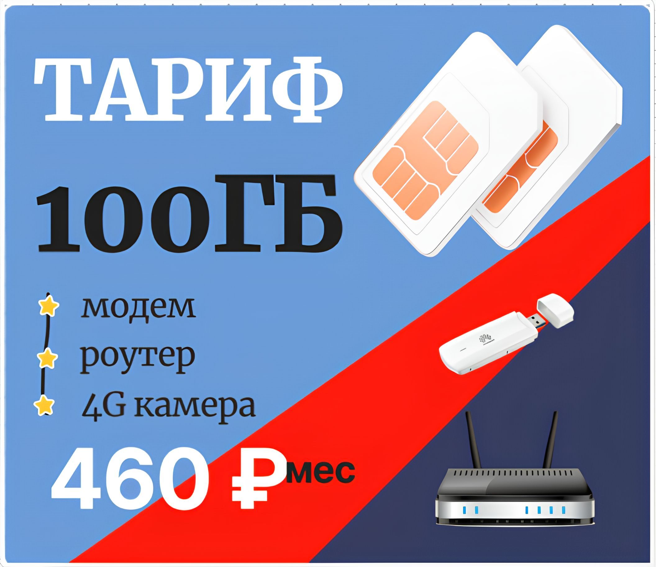 SIM-карта Ростелеком 100Гб для модема/роутера (Вся Россия)