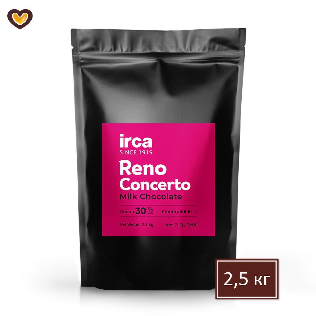 Шоколад молочный IRCA RENO CONCERTO 30%, пак 2,5 кг