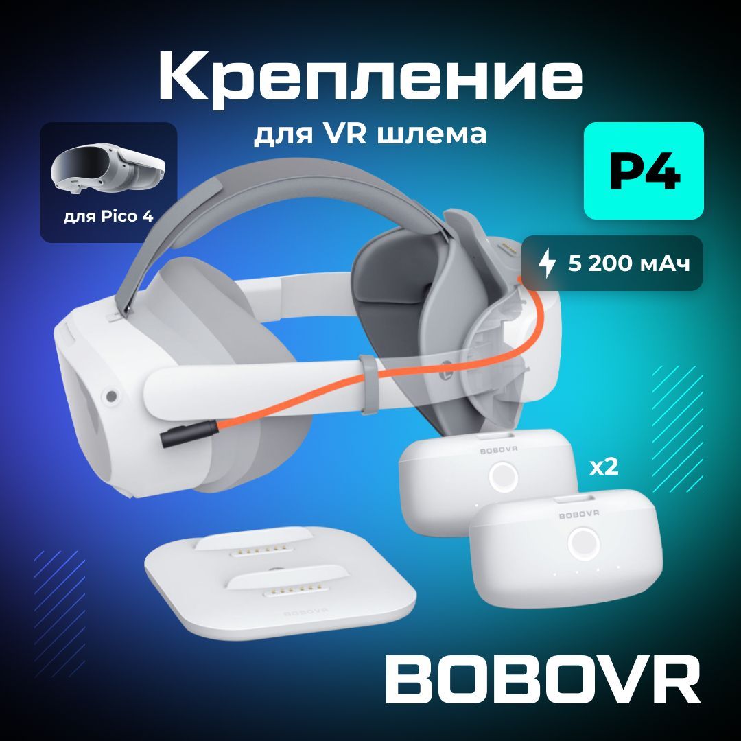 Крепление BOBOVR P4 VR-аксессуары для Pico 4/ Pico 4 PRO c аккумуляторами и док станцией