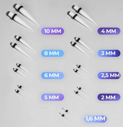 Растяжкидлятоннелейконус2мм-10мм,комплектиз2-хштук,белые