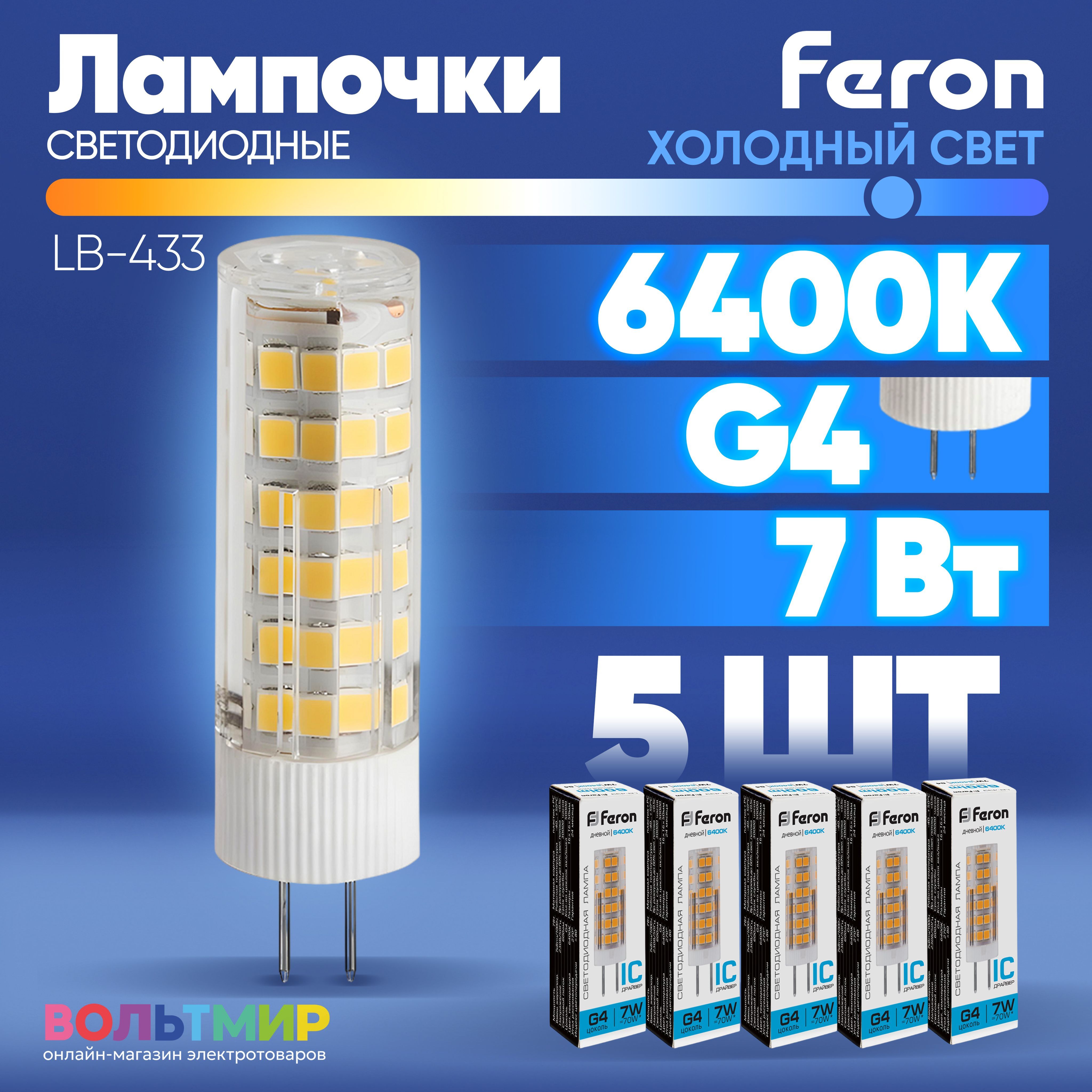 ЛампасветодиоднаяFeronLB-433G47W6400K258655штук