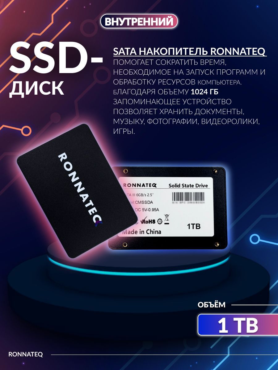 Ronnateq 1 ТБ Внутренний SSD-диск SSD Sata 256 (SSD256Rntq)