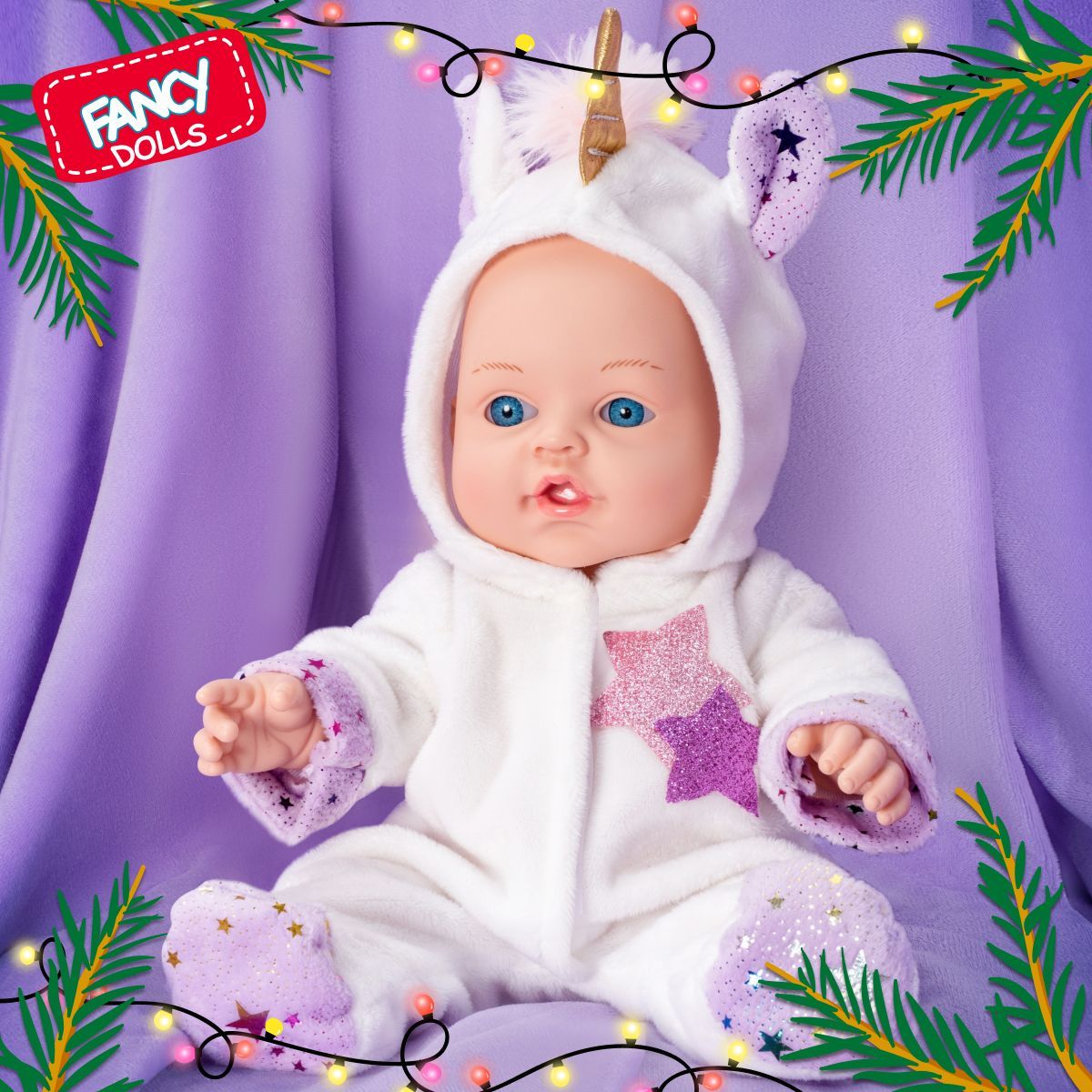 Кукла пупс Fancy Dolls Малыш Единорог 30 см / Игрушка младенец с одеждой / Подарок для девочки