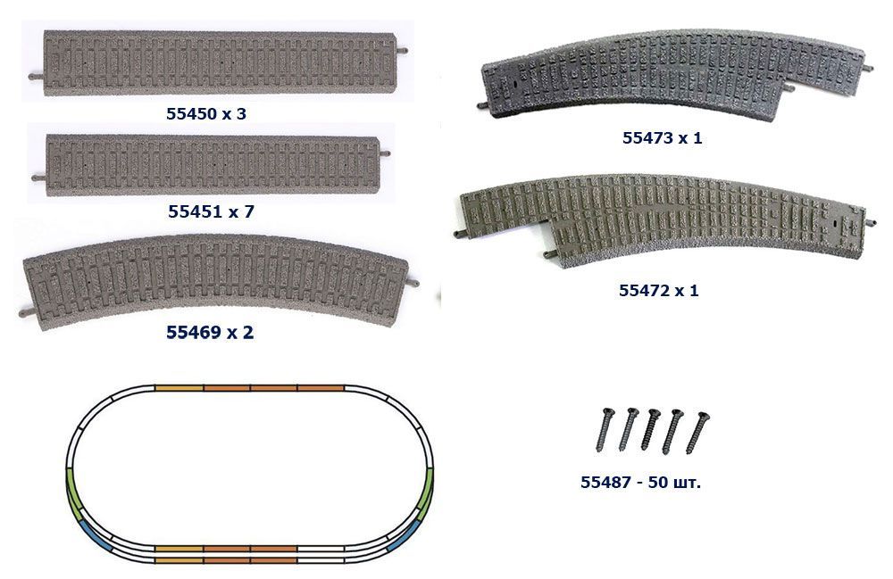 Piko55340PКомплектподложекдлянаборарельсE,колея16,5мм