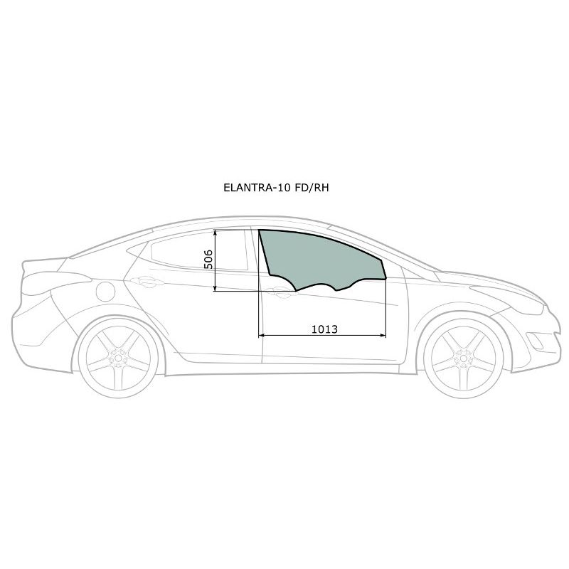 стекло боковое опускное (спереди справа цвет зеленый) XYG ELANTRA-10 FD/RH