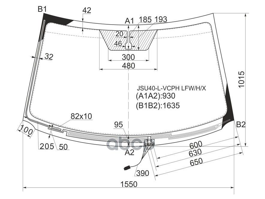 XYG Стекло лобовое (Обогрев щеток) Toyota Highlander 07-13 / Kluger V 07-13