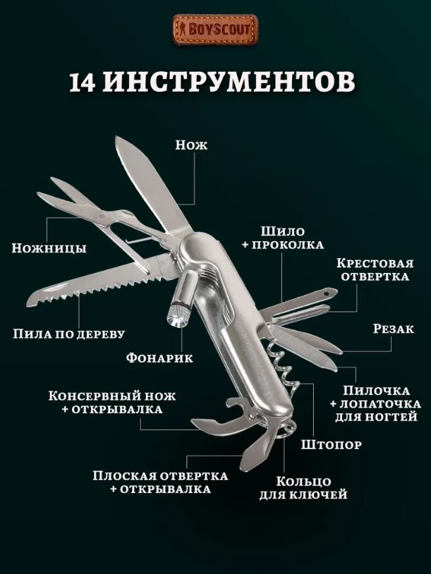 мультиинструмент (мультитул) универсальный 14 функций