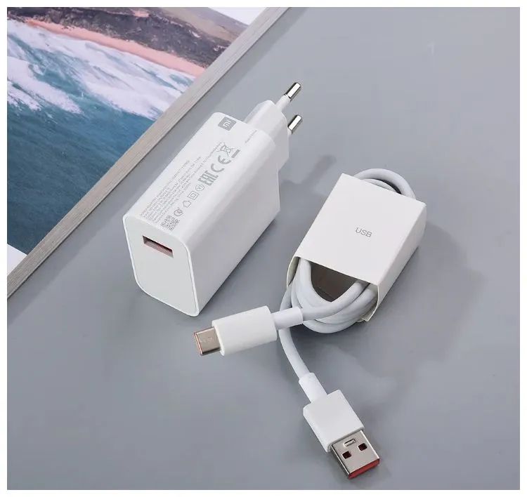БыстраязарядкадляXiaomi33WChargerадаптерсUSBвходомвкомплектескабелемType-CUSB