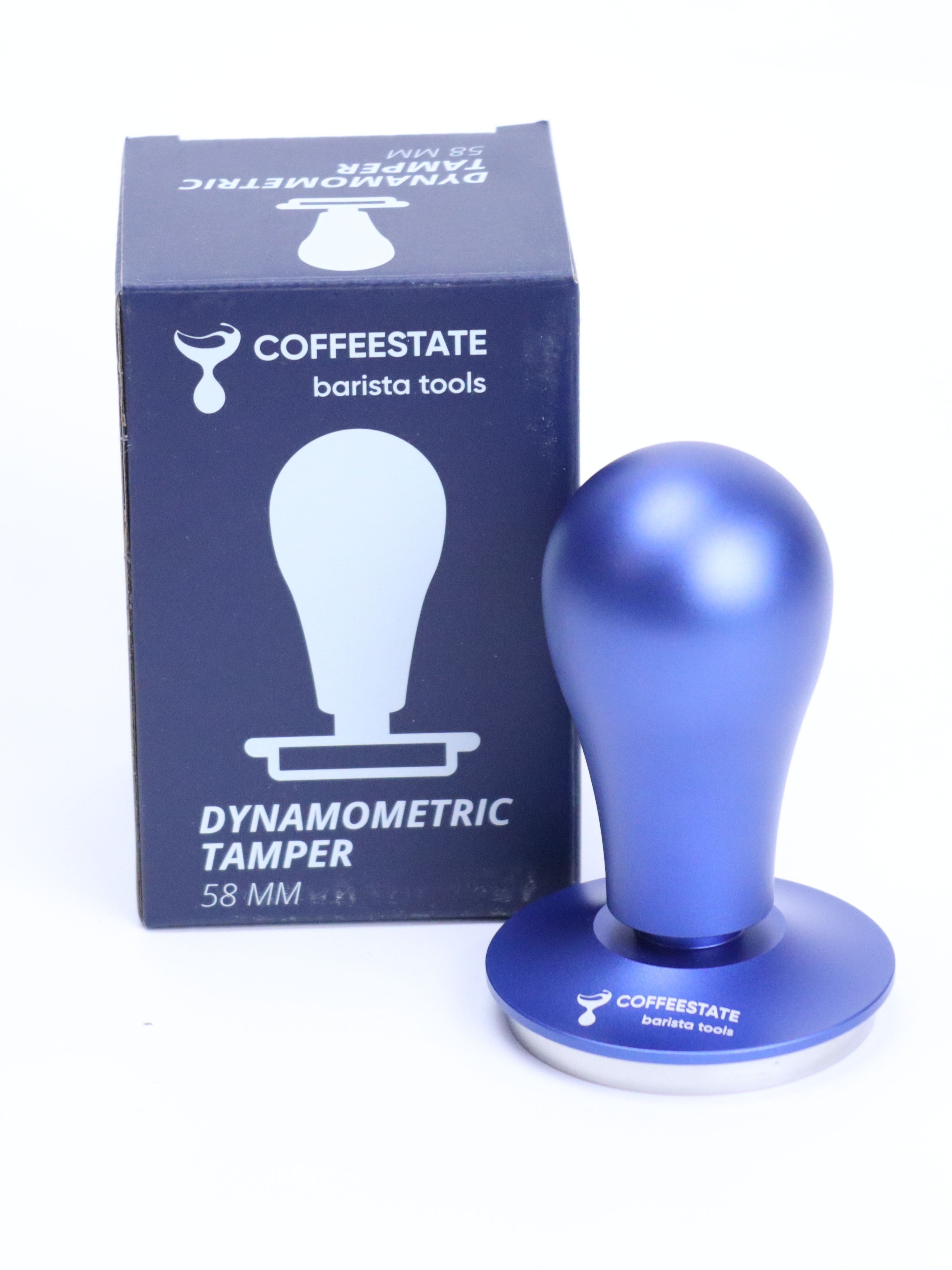 Темпер для кофе d58 COFFEESTATE Barista Tools, динамотетрический, ручка алюминий, цвет синий
