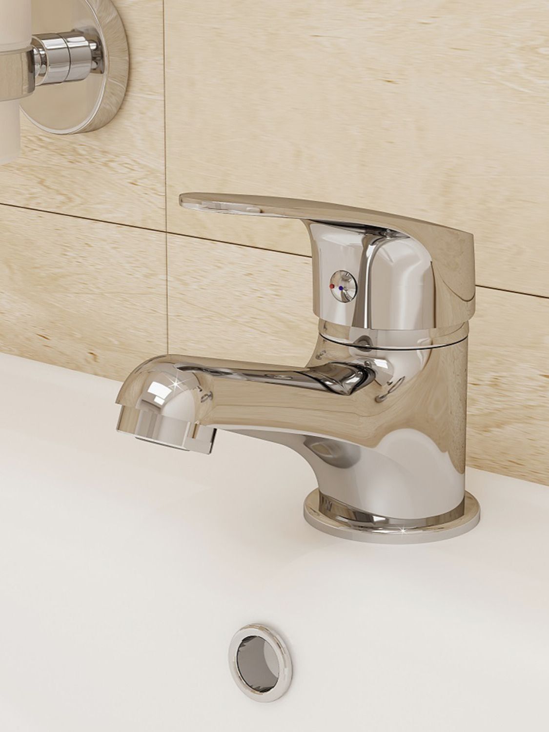 Фото товара на маркетплейсе ozon Компактный смеситель для раковины, латунь, хром, Milardo, Simp, SIMSB00M01