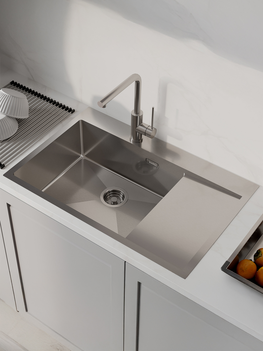 Фото товара на маркетплейсе ozon Мойка для кухни IDDIS, врезная, 51х78х20 см, нержавеющая сталь, крыло справа, матовая, Haze, HAZ78SLi77