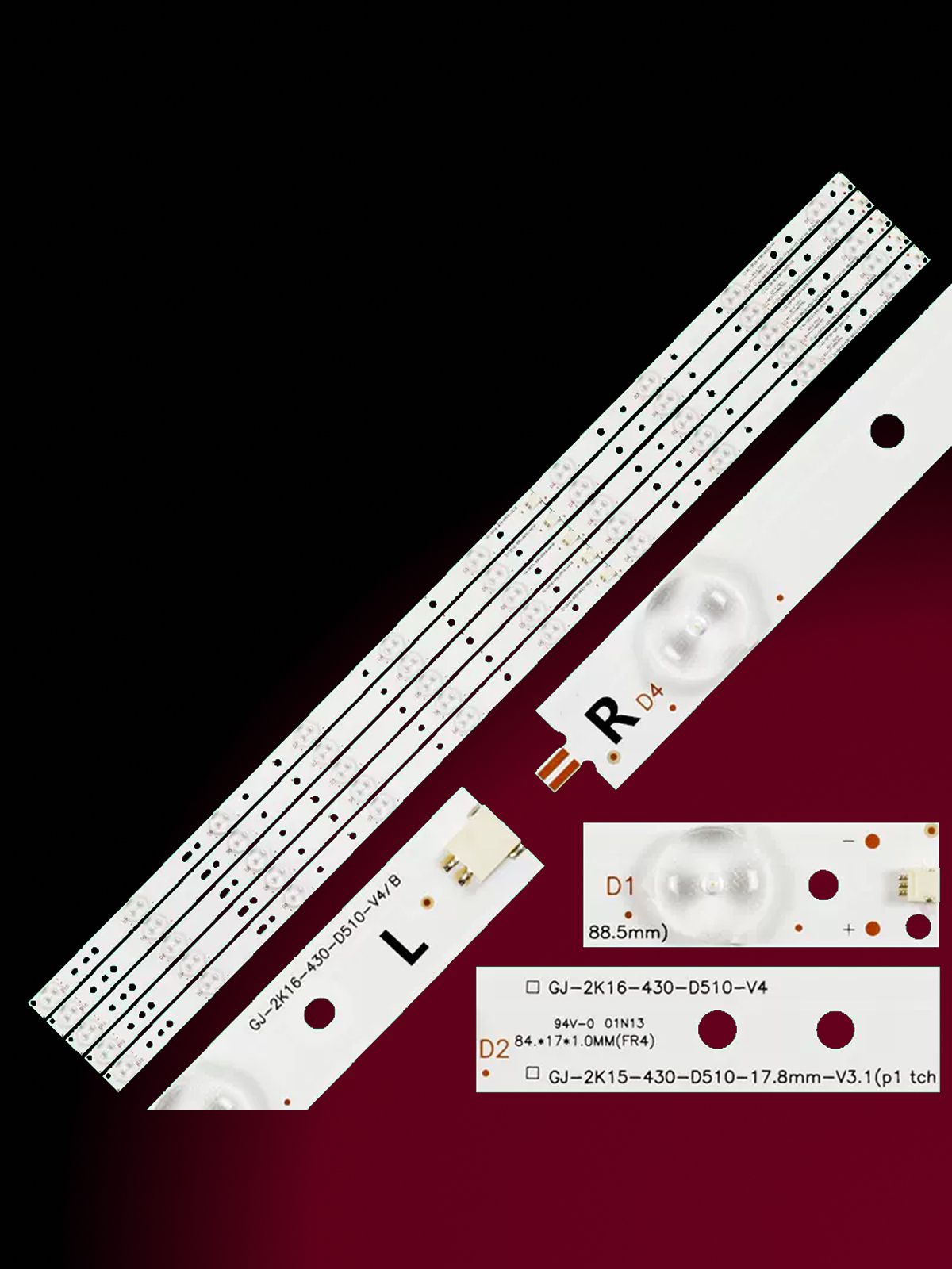 Подсветка для LG 43LJ500V, PHILIPS 43PUT6101/60, BDM4350, 43PUS6401/12, 43PUT4900/12, 43PUS6501/12; GJ-2K16-430-D510-V4
