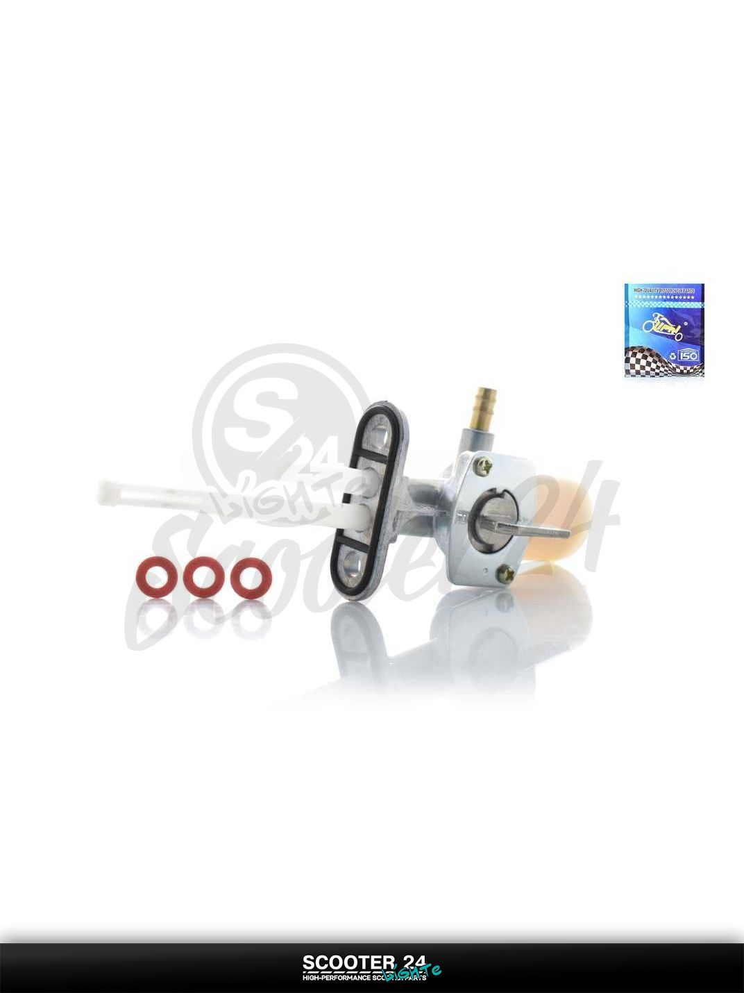 Кран топливный ручной на мотоцикл и питбайк Irbis TTR / Kayo 125-190 кубов / Ирбис ТТР YX140 штуцер вправо, отстойник "LIPAI"