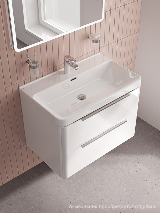 Фото товара на маркетплейсе ozon Тумба для ванной, подвесная, с ящиками, 80 см, белый, IDDIS, Cloud X, CLX80W0i95 (подходит раковина 0178000i28)