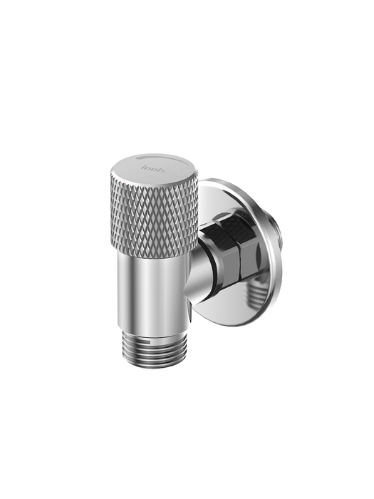 Фото товара на маркетплейсе ozon Кран угловой с отражателем, вынос 2 см, 1/2; 1/2, кран-букса, латунь, матовый хром, IDDIS, 910B1A6C2SBZ