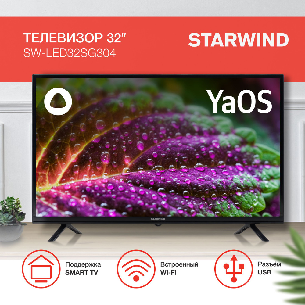 STARWIND Телевизор SW-LED32SG304 Яндекс.ТВ 32" HD, черный #1