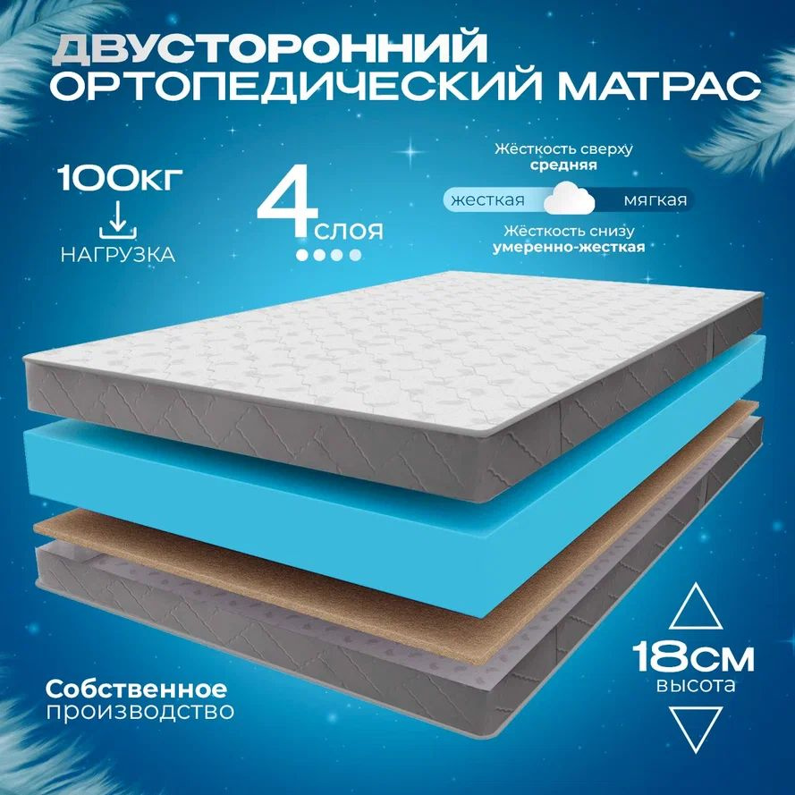 VITAFLEX Матрас Ортопедический беспружинный матрас 100x170 VITAFLEX Anatomic 17V Sk, латексированая кокосовая #1